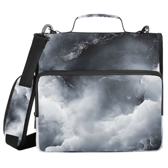 3 Ring Zipper Binder with Shoulder Strap Waterproof Trapper Keeper 2 Inch D-Ring 500 Sheets Capacity Rolling Cloud Marble