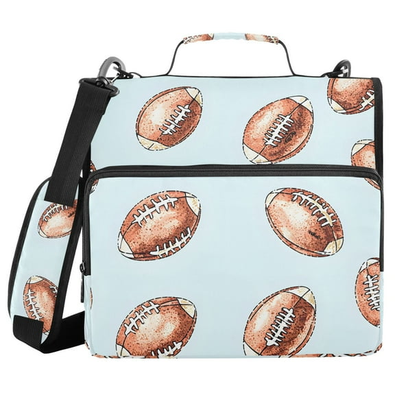 3 Ring Zipper Binder with Shoulder Strap Waterproof Trapper Keeper 1.5 Inch D-Ring 500 Sheets Capacity Rugby Ball