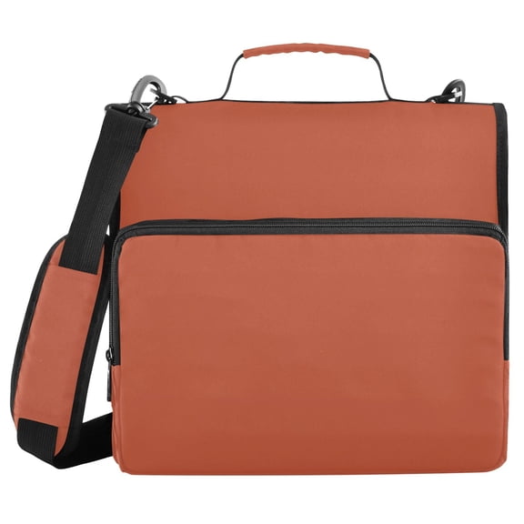 3 Ring Zipper Binder with Shoulder Strap Waterproof Trapper Keeper 2 Inch D-Ring 500 Sheets Capacity Rust Red