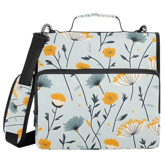 3 Ring Zipper Binder with Shoulder Strap Waterproof Trapper Keeper 2 Inch D-Ring 500 Sheets Capacity Scattered Dandilion Floral