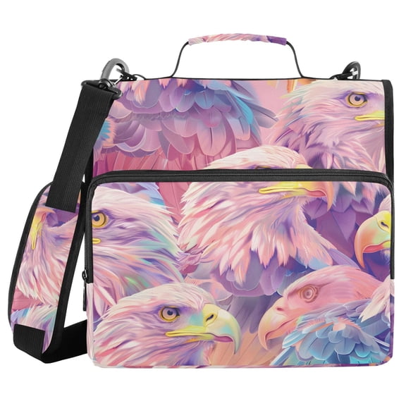 3 Ring Zipper Binder with Shoulder Strap Waterproof Trapper Keeper 2 Inch D-Ring 500 Sheets Capacity Soft Color Eagle Head