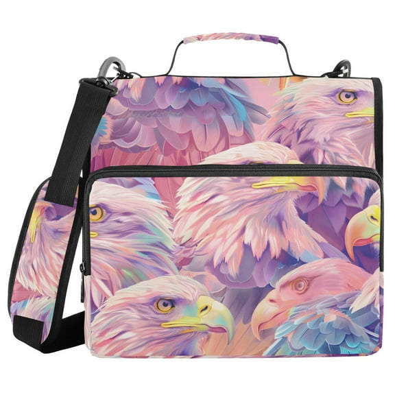 3 Ring Zipper Binder with Shoulder Strap Waterproof Trapper Keeper 1.5 Inch D-Ring 500 Sheets Capacity Soft Color Eagle Head