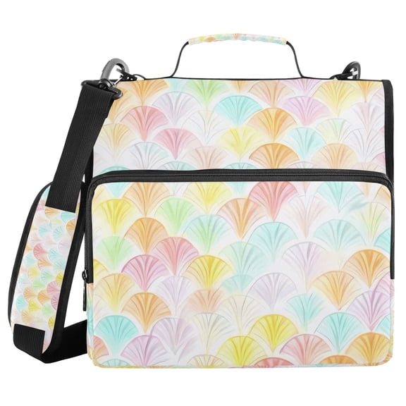 3 Ring Zipper Binder with Shoulder Strap Waterproof Trapper Keeper 2 Inch D-Ring 500 Sheets Capacity Soft Pastel Rainbow Lemon