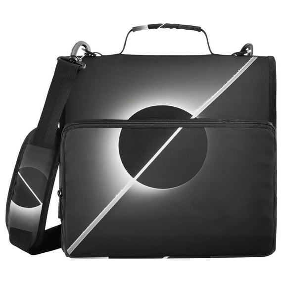 3 Ring Zipper Binder with Shoulder Strap Waterproof Trapper Keeper 1.5 Inch D-Ring 500 Sheets Capacity Solar Eclipse