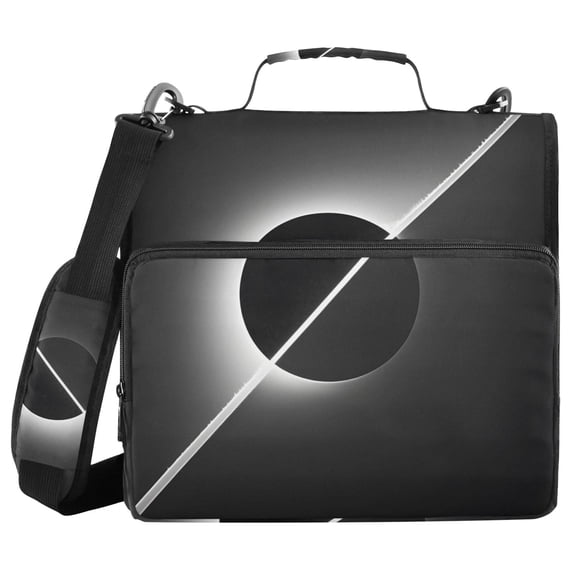 3 Ring Zipper Binder with Shoulder Strap Waterproof Trapper Keeper 2 Inch D-Ring 500 Sheets Capacity Solar Eclipse
