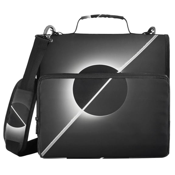3 Ring Zipper Binder with Shoulder Strap Waterproof Trapper Keeper 2 Inch D-Ring 500 Sheets Capacity Solar Eclipse