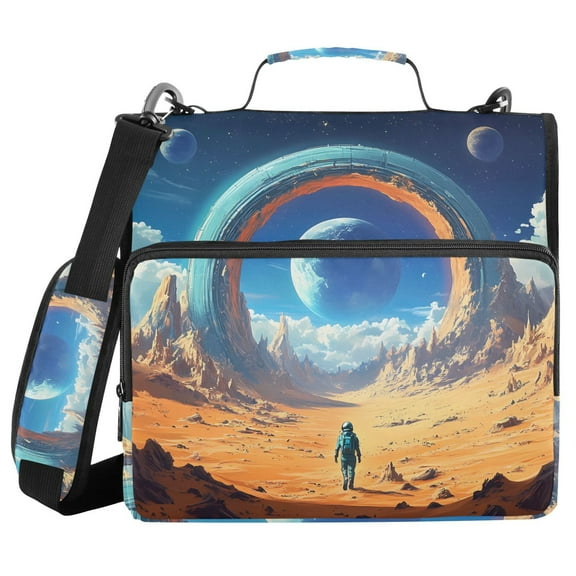 3 Ring Zipper Binder with Shoulder Strap Waterproof Trapper Keeper 1.5 Inch D-Ring 500 Sheets Capacity Stargate in Desert