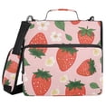 thumbnail image 1 of 3 Ring Zipper Binder with Shoulder Strap Waterproof Trapper Keeper 2 Inch D-Ring 500 Sheets Capacity Strawberry Leaves Fower, 1 of 7