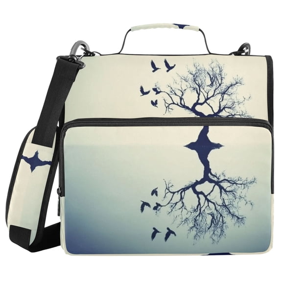 3 Ring Zipper Binder with Shoulder Strap Waterproof Trapper Keeper 2 Inch D-Ring 500 Sheets Capacity Tree and Bird Reflections