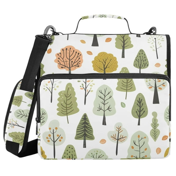 3 Ring Zipper Binder with Shoulder Strap Waterproof Trapper Keeper 1.5 Inch D-Ring 500 Sheets Capacity Tree in Forest