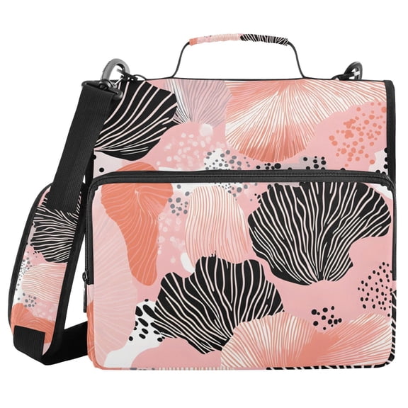 3 Ring Zipper Binder with Shoulder Strap Waterproof Trapper Keeper 2 Inch D-Ring 500 Sheets Capacity Trendy Hand Drawn Shells