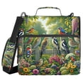 thumbnail image 1 of 3 Ring Zipper Binder with Shoulder Strap Waterproof Trapper Keeper 2 Inch D-Ring 500 Sheets Capacity Various Birds on Wooden Fence, 1 of 7