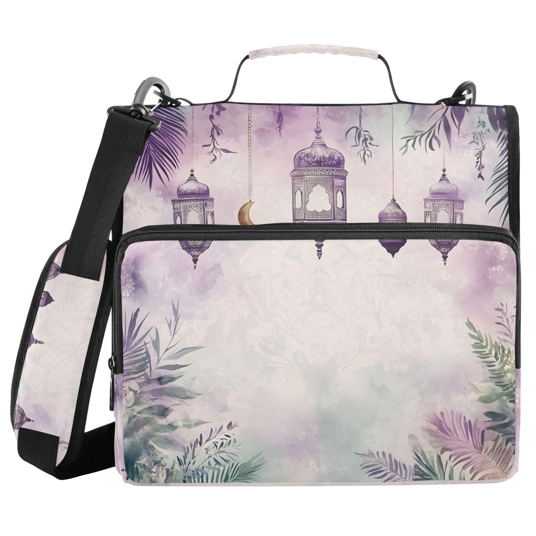3 Ring Zipper Binder with Shoulder Strap Waterproof Trapper Keeper 1.5 Inch D-Ring 500 Sheets Capacity Watercolor Chandelier Plant