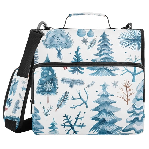 3 Ring Zipper Binder with Shoulder Strap Waterproof Trapper Keeper 1.5 Inch D-Ring 500 Sheets Capacity Winter Tree Plants
