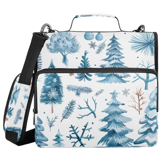 3 Ring Zipper Binder with Shoulder Strap Waterproof Trapper Keeper 2 Inch D-Ring 500 Sheets Capacity Winter Tree Plants