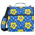 thumbnail image 1 of 3 Ring Zipper Binder with Shoulder Strap Waterproof Trapper Keeper 2 Inch D-Ring 500 Sheets Capacity Yellow Soccer Star, 1 of 7