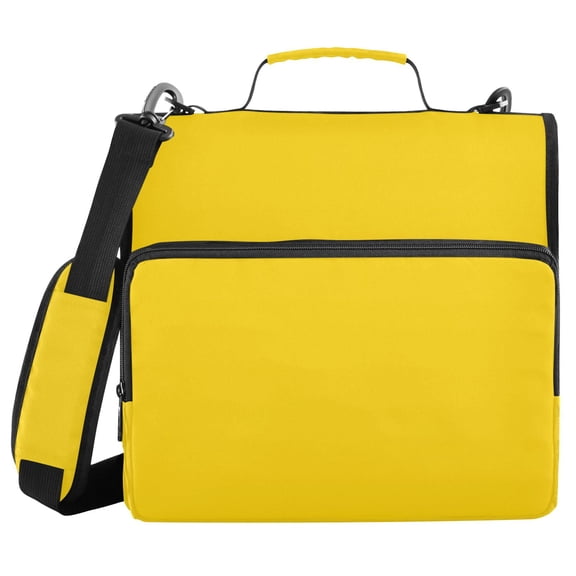 3 Ring Zipper Binder with Shoulder Strap Waterproof Trapper Keeper 2 Inch D-Ring 500 Sheets Capacity Yellow