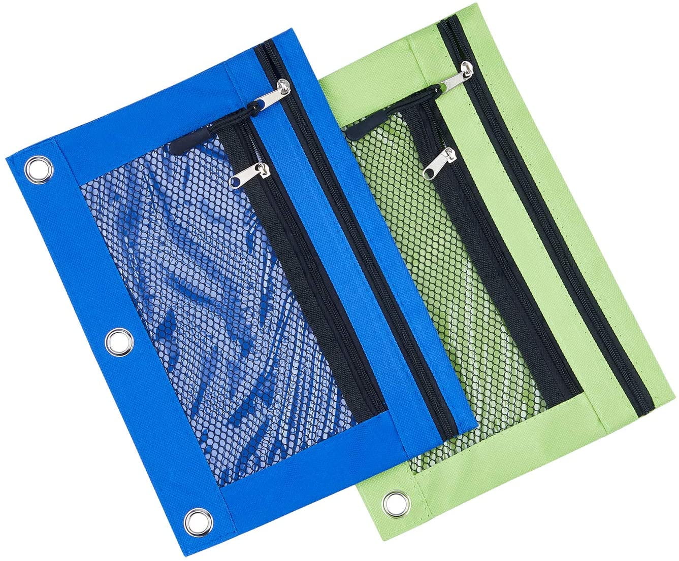 3 Rings Binder Pencil Pouch, Pencil Case with Double Pocket and Mesh