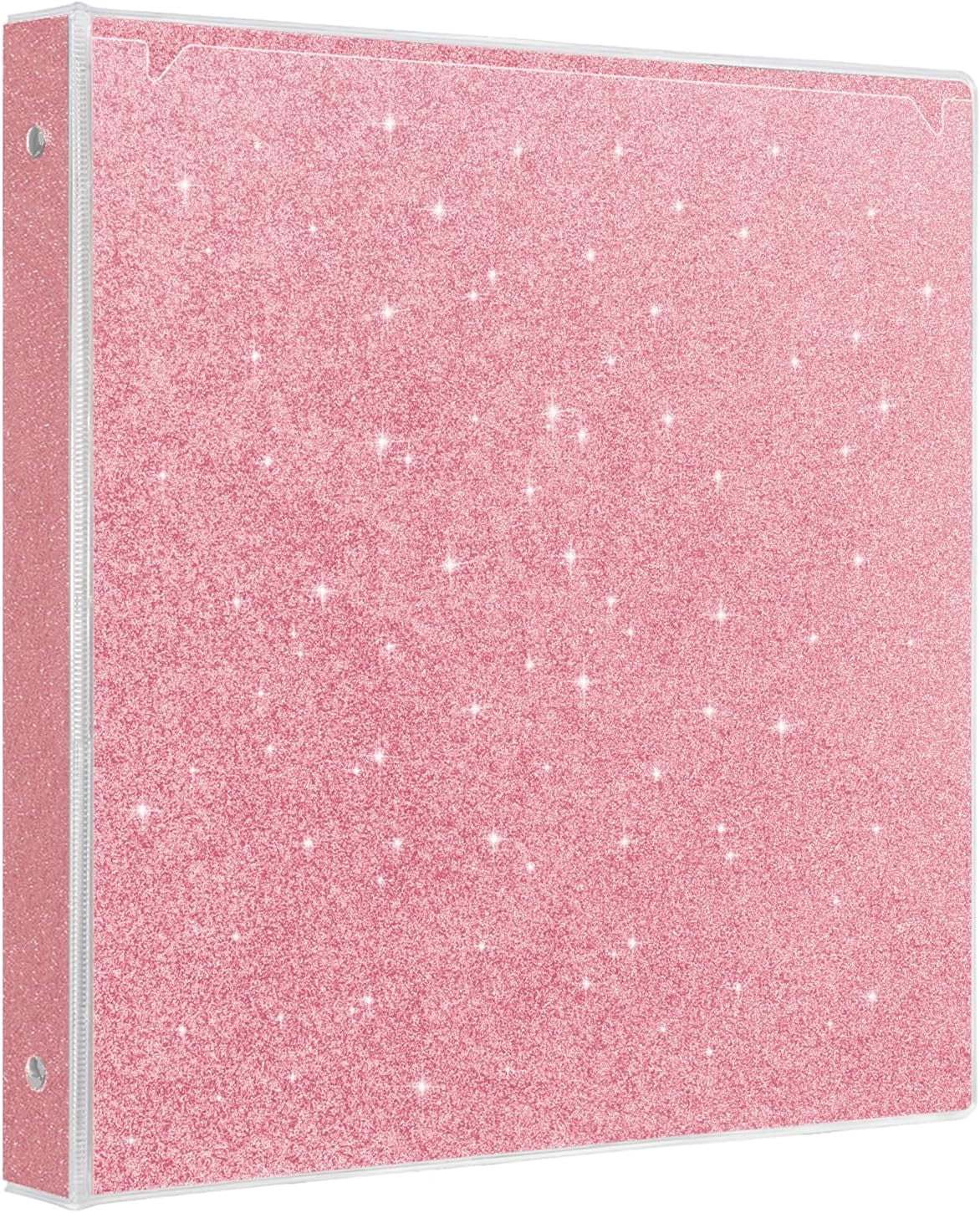 3 Rings Binder for School Supplies, 1 Inch Round Rings to Hold 300 Sheets, Fashion View Binders, Glitter Pink