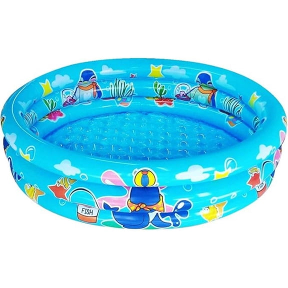 3 Rings Kiddie Pool for Toddler, 48X12Kids Swimming Pool, Inflatable Baby Ball Pit Pool, Small Infant Pool (Blue)