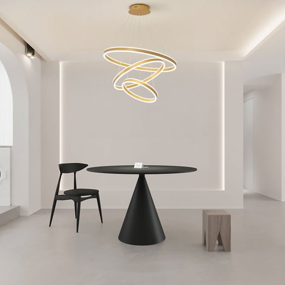 3 Rings Modern Chandelier Lighting Golden Dimmable Ceiling Dining Room Contemporary Chan 113W for Living Rooms, Restaurants, Entrances