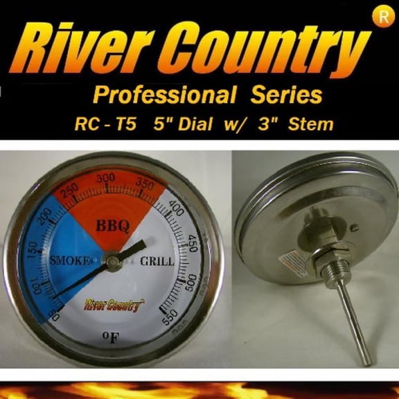 River Country RC-T5 Analog Display Adjustable BBQ Grill Smoker Thermostat