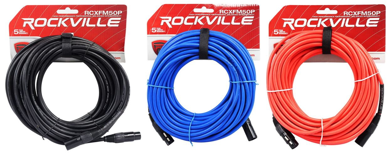 8 Rockville RCXFM50P-O Orange 50' Female To Male REAN XLR Mic