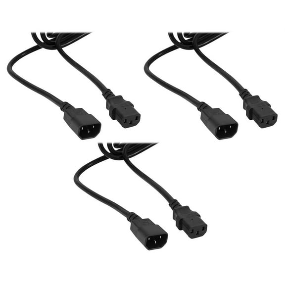 (3) Rockville RCN16-10 Foot IEC Male to Female Power Link Cables For Lights