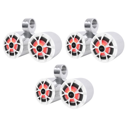 Rockville RKL65MBW Bundle: (3) 6.5 in Black Marine Speakers LED, (3) DMAC65S 6.5 in Silver Tower Speaker Pods, Waterproof Design, 6-items