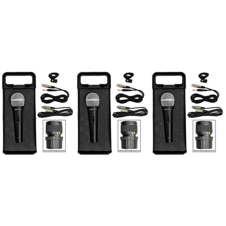 3 Rockville RMC-XLR Dynamic Cardioid Professional Metal Microphones W/XLR Cable