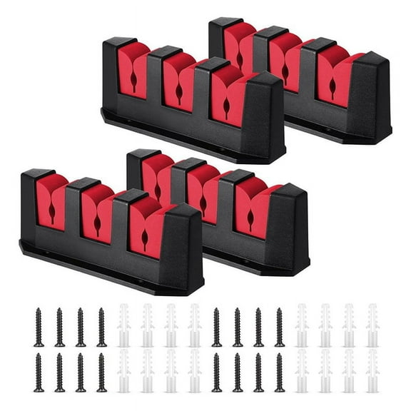 3 Rod Fishing Holder Wall Mount Rack Horizontal for Garage Boat Accessories 4pcs Red