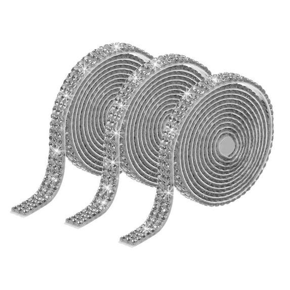 3 Roll 0.3 Inch 3 Yards Self Adhesive Crystal Rhinestone Diamond Ribbon for Arts & Crafts Project Wedding Grey