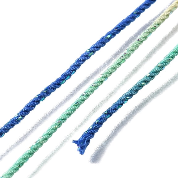 3 Roll 25M Segment Dyed Cotton Twisted String Cord for DIY Crafts Gift Wrapping and Jewelry Making Blue 1.2mm about 27.34 Yards(25m)/Roll