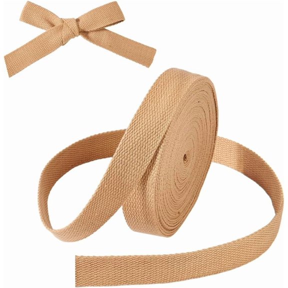 3 Roll 27m/29.5 Yards Polycotton Webbing Strap 1 Inch Thick Brown Sewing Twill Ribbon Polycotton Ribbon Flat Webbing Tape Roll