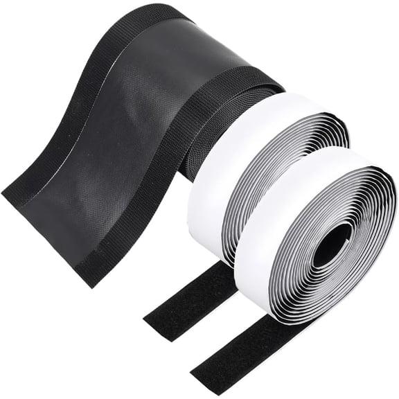 3 Roll 29.5 Feet Black Carpet Cord Cover Nylon Polyester Touch Fastener Strip Cable Grip Management Hold Protector with Adhesive Tape
