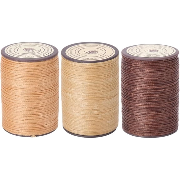 3 Roll 3 Colors Flat Waxed Polyester Thread String Micro Macrame Cord for Leather Sewing Stitching Mixed Color 0.8x0.3mm diy