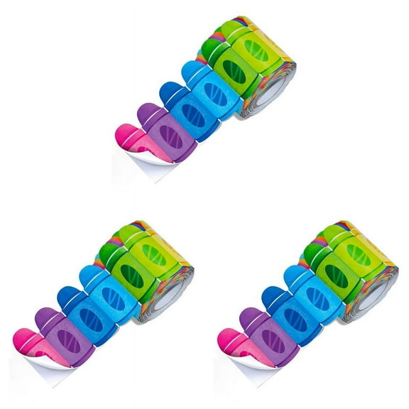 3 Roll 59 Feet Self Adhesive Bulletin Board Borders,Crayon Pattern Rolled Border Trim Sticker for School Classroom Decor