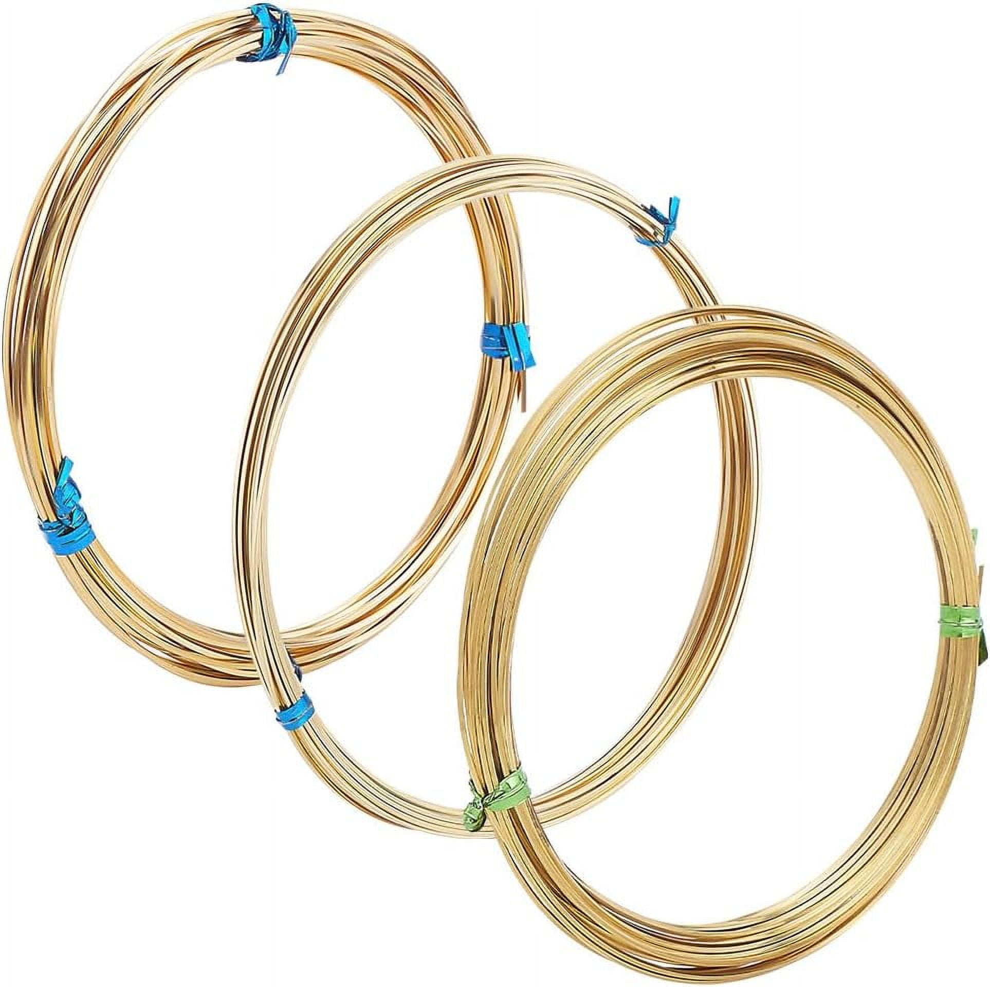 3 Roll 59 Feet Square Brass Wire 18/20/22 Gauge Unplated Craft Brass