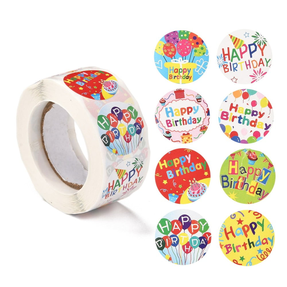Self Sticker Roll 3 Roll Birthday Themed Pattern Self-Adhesive Stickers Roll Sticker for ...