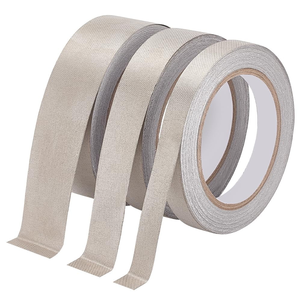 3 Roll Faraday Tape Double Conductive Cloth Tape for EMI LF EMF Shielding Electrical Repair Interference Shield(0.6 in X 21.9 Yard1 in X 21.9 Yard1.4 in X21.9 Yard) Gray