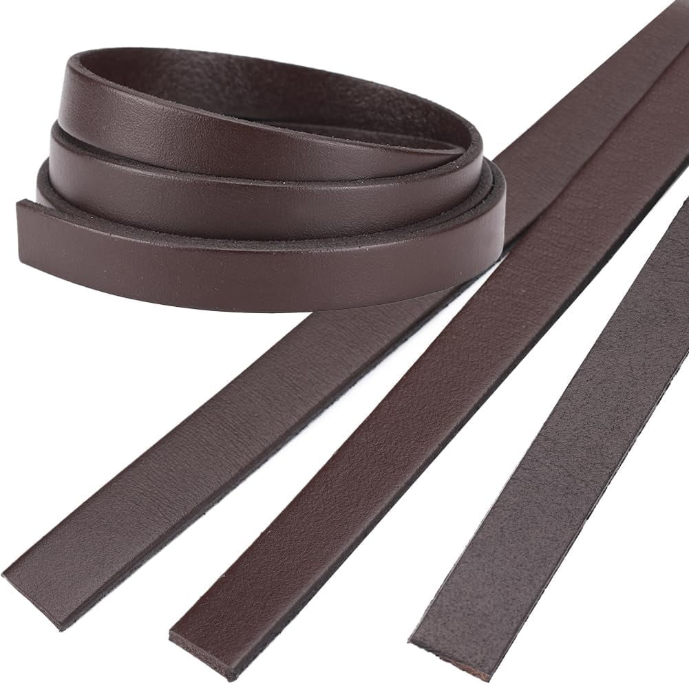 3 Roll Genuine Leather Strip 10mm Wide Flat Leather Cord 2mm Thick
