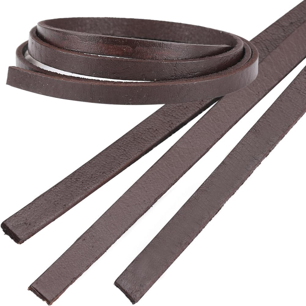 CleverDelights Genuine Leather Strap: 3/8 Inch Wide, 30 Feet Long, Brown Cowhide For Crafts
