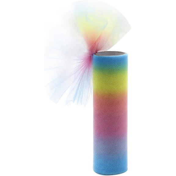 3 Roll Polyester Deco Mesh Ribbons Rainbow Gradient Color Tulle Fabric for DIY Craft Gift Packaging Home Party Wall Decoration Colorful for DIY
