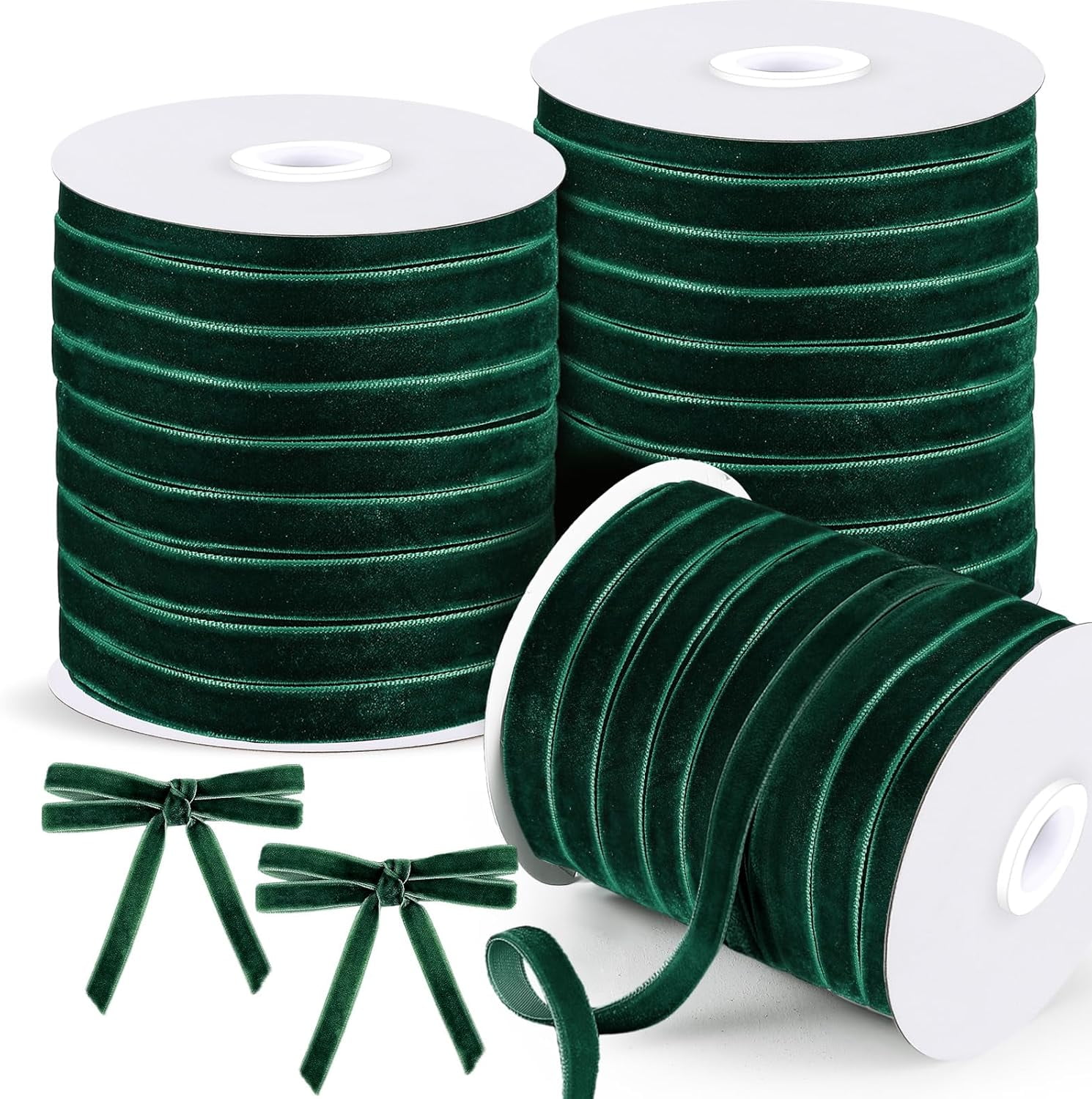 3 Roll Velvet Ribbon 3/8 Inch x 50 Yards Spool Wide Single Face Ribbons 150 Yards Vintage Velvet Ribbon for Gift Wrapping Decoration Party Wedding Bow Arts Crafts(Burgundy,Green,Khaki)