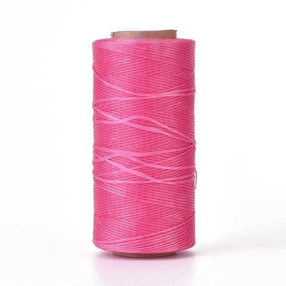 3 Roll Waxed Polyester Cord Micro Macrame Cord Waxed Sewing Thread Flat Fuchsia 0.8mm 284.33 yards(260m)/roll