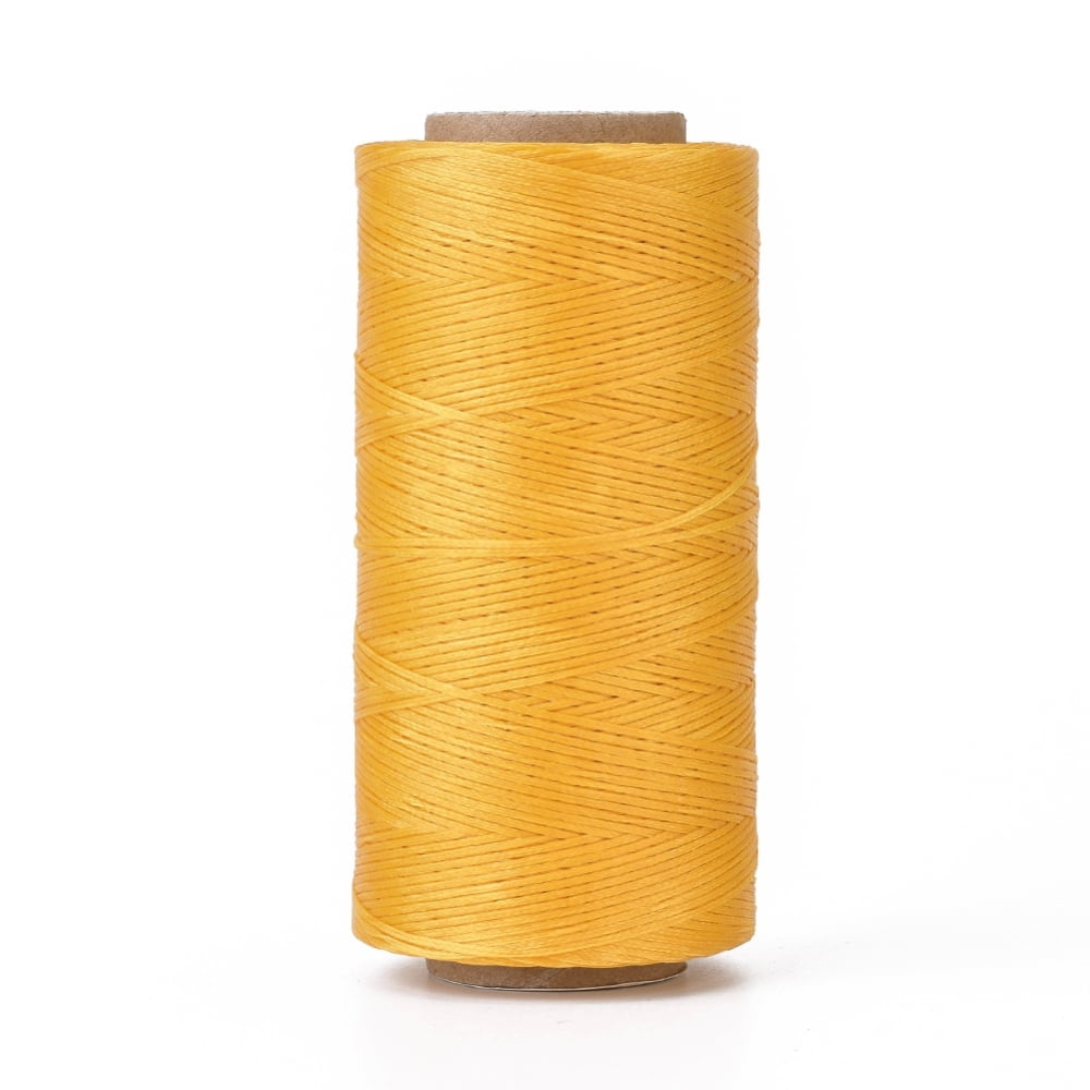 3 Roll Waxed Polyester Cord Micro Macrame Cord Waxed Sewing Thread Flat Goldenrod 0.8mm about 284.33 yards(260m)/roll