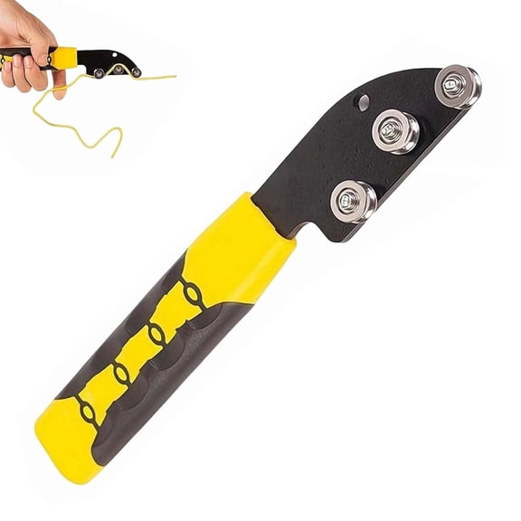 3-Roller Stainless Steel Wire Straightener Hand Tool, Manual Cable Bending Device, Non-Slip Rubber Grip, Compact Portable Design.