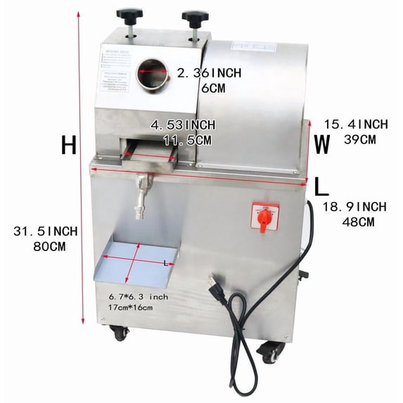 Sugarcane Ginger Press Juicer Machine Stainless Steel Crushing Roller High Juicing Rate 110V 800W Sugarcane Ginger Press Juicer Machine Stainless Steel Crushing Roller High Juicing Rate 110V 800W