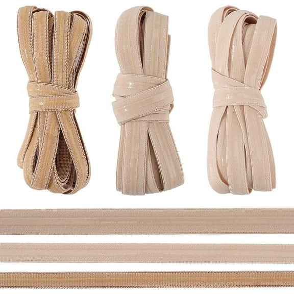 3 Rolls 11Ms Non-Slip Elastic Band Gripper Tape Ribbon Roll with Rubber 10mm 12mm 15mm Wide Stretch Strap Fibre Webbing for Sewing Crafting DIY Headband Garments Sports Wig Hats Bags DIY