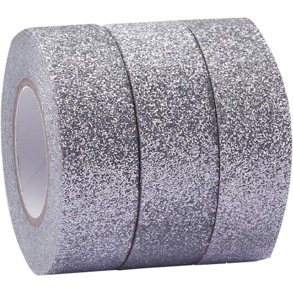 3 Rolls 16.4 Yard x 0.6 Inch Silver Adhesive Tape Foil Masking Tapes Shinny Silver Tape Washi Paper Tape for DIY Scrapbook Decorative Adhesive Tapes Photo Album